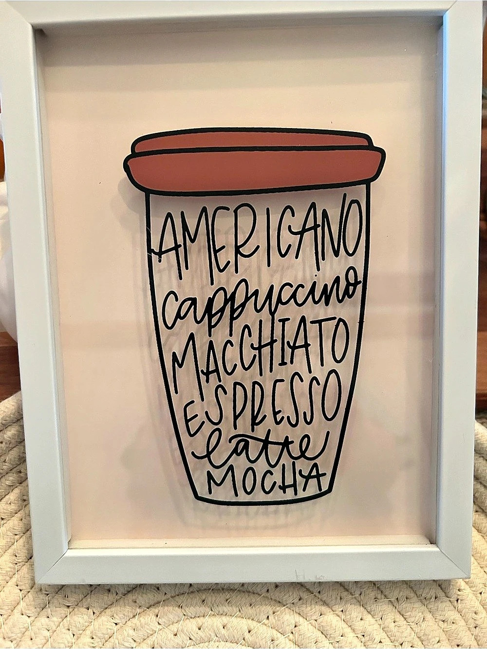 Coffee Cup Wall Art in White & Red